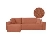 LOUNGITUDE Canapé Farah d'angle réversible et Convertible 4 Places en Tissu Bouclette