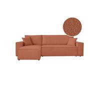 LOUNGITUDE Canapé Farah d'angle réversible et Convertible 4 Places en Tissu Bouclette
