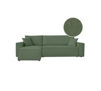 Canapé FARAH d'angle réversible et convertible 4 places en tissu bouclette - Vert