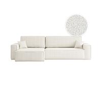 Canapé FARO d'angle XL réversible et convertible 4 places en tissu bouclette - Blanc