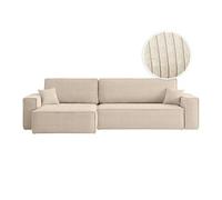Canapé FARO d'angle XL réversible et convertible 4 places en velours côtelé - Beige
