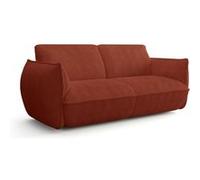 Canapé fixe - 3 places - SOFFIO - Tissu Terracotta - 220 x 98 x 83 cm