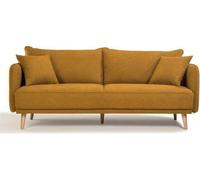 Canapé fixe 3 places DAREN - Tissu moutarde - L 207 x P 90 x H 88 cm - Fabriqué en France - HEXAGONE