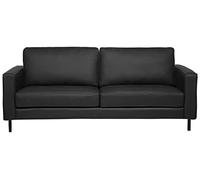 Canapé Fixe 3 Places en Cuir Fendu Noir Confort Optimal pour Salon au Design Moderne Beliani