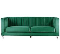 Canapé Fixe 3 Places en Velours Vert Foncé Ultra Confortable pour Salon au Style Glamour Beliani