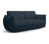 Canapé fixe - 3 places - SOFFIO - Tissu Bleu - 220 x 98 x 83 cm