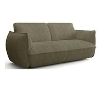 Canapé fixe - 3 places - SOFFIO - Tissu Vert - 220 x 98 x 83 cm
