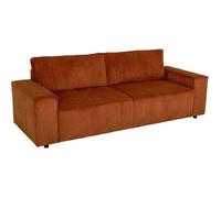 Canapé fixe 4 places - JOSH - Velours cotelé terracotta - 241 x 86 x 88 cm