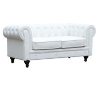 Canapé fixe Chesterfield Aliza - 157 x 82 x 70 cm - 2 places - Blanc