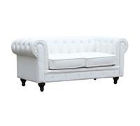 Canapé fixe Chesterfield Aliza - 157 x 82 x 70 cm - 2 places - Blanc