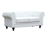 Canapé fixe Chesterfield "Aliza" - 157 x 82 x 70 cm - 2 places - Blanc