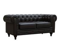 Canapé fixe Chesterfield "Aliza" - 157 x 82 x 70 cm - 2 places - Marron
