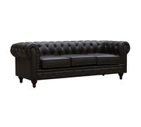 Canapé fixe Chesterfield Aliza - 204 x 80 x 58 cm - 3 places - Marron