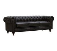 Canapé fixe Chesterfield Aliza - 204 x 80 x 58 cm - 3 places - Marron