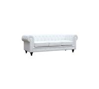 Habitat et Jardin Canapé Fixe Chesterfield Aliza, 208cm x 82cm x 70cm, 3 Places, Blanc