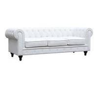 canapé fixe chesterfield aliza - 208 x 82 x 70 cm - 3 places - blanc Blanc G