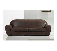 Canapé fixe CLUB 3 places en microfibre marron vintage. MADE IN ITALY