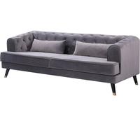 Canapé fixe en velours "Gloria" - 216 x 86 x 76 cm - 3 places - Gris