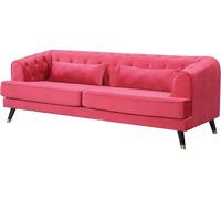 Canapé fixe en velours "Gloria" - 216 x 86 x 76 cm - 3 places - Rouge