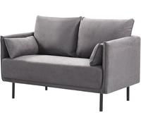 Canapé Fixe Tissu "Rudy" - 132 X 78 X 88 Cm - 2 Places - Gris Foncé