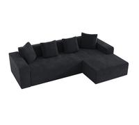 Canapé Fully compressed boneless sofa cloud combination L-shaped Corduroy Black 261.00x146.00x65.00