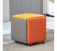 Canapé gigogne carré 5 en 1 - En cuir - Tabouret empilable - Polyvalent avec roulettes - Meuble multifonction pour salon