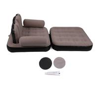 Canapé Gonflable 2 en 1, Fauteuil et Lit Gonflable Multifonction, Design Convertible 5 en 1 pour Intérieur et Extérieur, Matériau PVC Durable avec Kit de Réparation Inclus (Café)