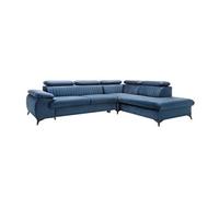 Canapé grand angle droit convertible en velours bleu nuit SAMARA de