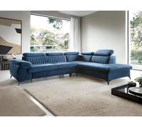 Canapé d'angle Pascal Morabito Canapé grand angle droit convertible en velours bleu nuit SAMARA de