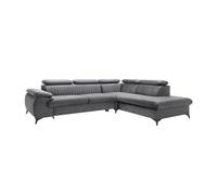 Canapé grand angle droit convertible en velours gris anthracite SAMARA