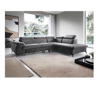 Canapé grand angle droit convertible en velours gris anthracite SAMARA de Pascal Morabito