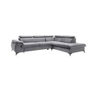Canapé grand angle droit convertible en velours gris clair SAMARA