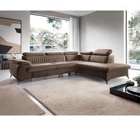 Canapé grand angle droit convertible en velours taupe SAMARA
