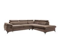Canapé grand angle droit convertible en velours taupe SAMARA de