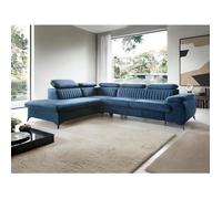 Canapé grand angle gauche convertible en velours bleu nuit SAMARA de Pascal Morabito