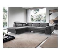 Canapé grand angle gauche convertible en velours gris anthracite SAMARA de Pascal Morabito