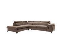 Canapé grand angle gauche convertible en velours taupe SAMARA