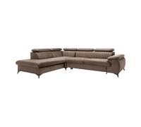 Canapé grand angle gauche convertible en velours taupe SAMARA de