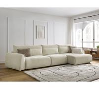 Canapé grand angle incurvé fixe ADEN beige angle droit BOBOCHIC 4 places Angle droit Beige