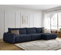Canapé grand angle incurvé fixe ADEN bleu foncé angle droit BOBOCHIC 4 places Angle droit Bleu foncé