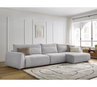 Canapé grand angle incurvé fixe ADEN gris clair angle droit BOBOCHIC 4 places Angle droit Gris clair