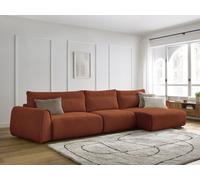 Canapé grand angle incurvé fixe ADEN orange angle droit BOBOCHIC 4 places Angle droit Orange
