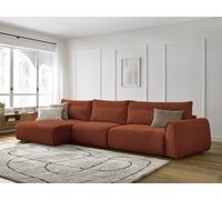 Canapé grand angle incurvé fixe ADEN orange angle gauche BOBOCHIC 4 places Angle gauche Orange