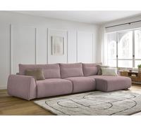Canapé grand angle incurvé fixe ADEN rose angle droit BOBOCHIC 4 places Angle droit Rose