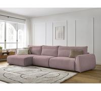 Canapé grand angle incurvé fixe ADEN rose angle gauche BOBOCHIC 4 places Angle gauche Rose