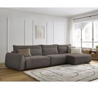 Canapé grand angle incurvé fixe ADEN taupe angle droit BOBOCHIC 4 places Angle droit Taupe