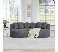 Canapé Gris 2 Modules avec 6 Coussins,Moderne Noix Cajou Salon,Chenille | 223x79x109cm,Canapé Rembourré,Incurvé de Lune,Bords Arrondis,Sans Angles Vif,Famille Animaux Domestiques,Chambre,Appartement