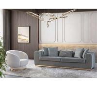 Canapé gris et blanc Ensemble de salon Canapé quatre places Fauteuil de luxe 2pcs