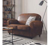 HOME DECO FACTORY Canapé Club Vintage en Bois Confortable et Élégant Marron | Bois et polyester, canapé club vintage, assise confortable, design élégant, salon ou chambre, 139x87x79 cm, marron