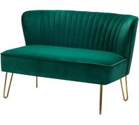 Canapé HULALA HOME, canapé lounge 2 places, petit pour les chambres d'adolescents, canapé de salon en velours avec pieds en métal doré pour les chambres, 114 x 74 x 79 cm, vert.